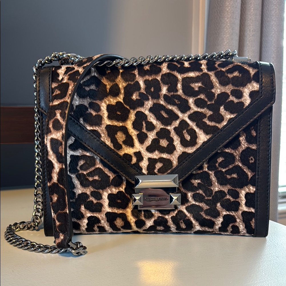 Michael Kors Leopard Print Real Hair-Calf W/Leather Trim Crossbody Bag